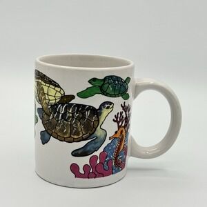 Sea Turtle Coffee Mug Whimsical‎ Ocean Life Illustration Coastal Decor Beach